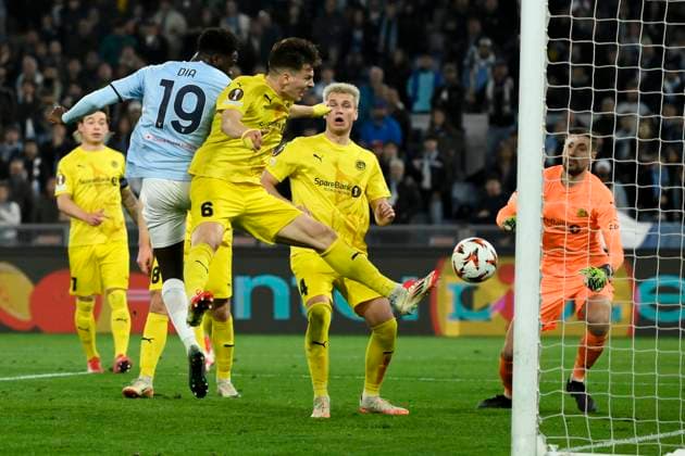 Boulaye Dia of SS Lazio scores the goal of 3-0 during the Europa League football match between SS Lazio and Bodo Glimt at Olimpico stadium in Rome (Italy), April 17, 2025. AndreaxStaccioli