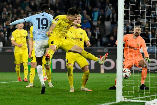 Boulaye Dia of SS Lazio scores the goal of 3-0 during the Europa League football match between SS Lazio and Bodo Glimt at Olimpico stadium in Rome (Italy), April 17, 2025. AndreaxStaccioli