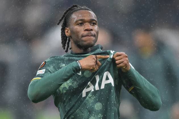 Soccer, UEFA Europa League, 20250417, SG Eintracht Frankfurt Tottenham Hotspur In the picture Destiny UDOGIE Tottenham, 13 final cheer Frankfurt Deutsche Bank Park Hessen Germany Copyright: Passion2Press MarkusxFischerx