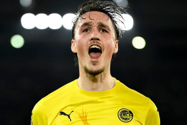Andreas Helmersen of Bodo Glimt celebrates after scoring the goal of 3-1 for his side during the Europa League football match between SS Lazio and Bodo Glimt at Olimpico stadium in Rome (Italy), April 17, 2025. AndreaxStaccioli