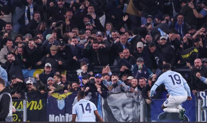 April 17, 2025, Roma, Lazio, ITALY: 17 04 2025 Rome, Stadio Olimpico, football match valid for UEFA Europa League 2024 24 between SS Lazio vs SSC vs FC Bodo Glimt.In photo: goal the Tijjani Noslin of SS Lazio Roma ITALY - ZUMAs236 20250417_aap_s236_182 Copyright: xFabioxSassox