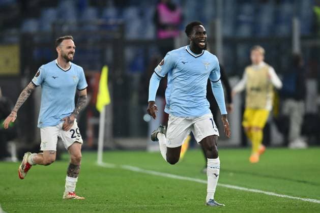 Boulaye Dia of S.S. Lazio celebrates after scoring the goal to make it 3-0 during the 2024 25 UEFA Europa League Quarter Final Second Leg match between S.S. Lazio and FK Bodo Glimt at Olympic Stadium on April 17, 2025 in Rome, Italy.  Copyright: xDomenicoxCippitelli IPAxSportx xipa-agency.netx xx IPA_56610579 IPA_Agency_IPA56610579