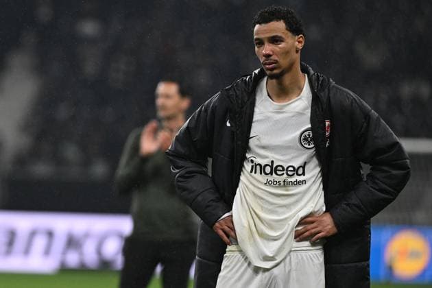 17 04 2025, xpsx, Football UEFA Europa League, Eintracht Frankfurt Tottenham Hotspur v l Hugo Ekitike Eintracht Frankfurt Disappointed, sad, frustrated DFLB DFB REGULATIONS PROHIBIT ANY USE OF PHOTOGRAPHS as IMAGE SEQUENCES and or QUASI VIDEO Frankfurt am Main