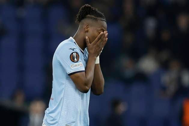 UEFA Europa League phase Quarter-finals SS Lazio vs Fotballklubben Bodo Glim Lazio™s Dutch forward Tijjani Noslin looks dejected for missed penalty during UEFA Europa League phase match day Quarter-finals between SS Lazio vs Fotballklubben Bodo Glimt at Olimpico stadium on April 17, 2025 in Rome, Italy. _BPH8497 Copyright: xAntonioxBalascox