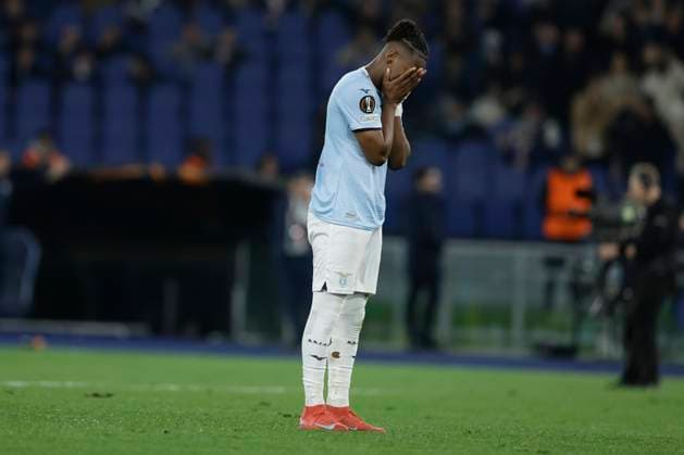 UEFA Europa League phase Quarter-finals SS Lazio vs Fotballklubben Bodo Glim Lazio™s Dutch forward Tijjani Noslin looks dejected for missed penalty during UEFA Europa League phase match day Quarter-finals between SS Lazio vs Fotballklubben Bodo Glimt at Olimpico stadium on April 17, 2025 in Rome, Italy. _BPH8511 Copyright: xAntonioxBalascox