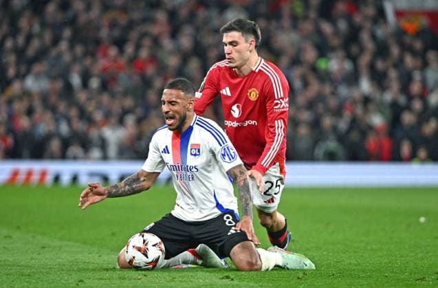 Match Europa League Manchester United, ManU - OL PHOTOPQR LE PROGRES Stéphane GUIOCHON - Manchester 17 04 2025 - Match Europa League Manchester United - OL -En Angleterre à Manchester 1 4 de finale retour de l Europa League saison 2024-2025 Manchester United - OL ici Corentin Tolisso Manchester France  Copyright: xPHOTOPQR LExPROGRES MAXPPPxStéphanexGUIOCHONx 20250418LPL9750 20250418LPL9750