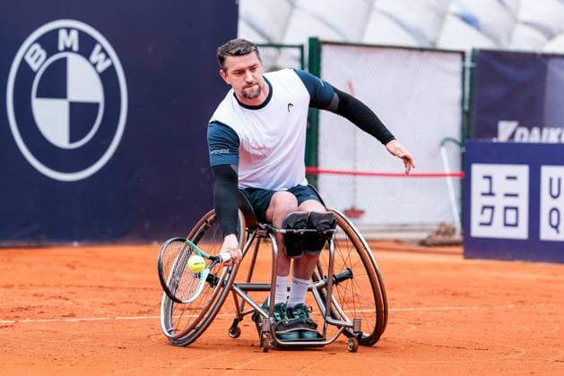 BMW Open Munich ATP 500 18 04 2025 Allianz Para Trophy Joachim Gerard Belgium in match against Alfie Hewett Great Britain BMW Open by Bitpanda Munich ATP 500 Day 7, Munich, MTTC Iphitos on 18 04 2025 Copyright: xBEAUTIFULxSPORTS Wunderlx