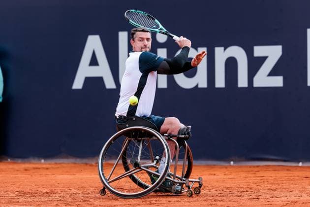 BMW Open Munich ATP 500 18 04 2025 Allianz Para Trophy Joachim Gerard Belgium in match against Alfie Hewett Great Britain BMW Open by Bitpanda Munich ATP 500 Day 7, Munich, MTTC Iphitos on 18 04 2025 Copyright: xBEAUTIFULxSPORTS Wunderlx