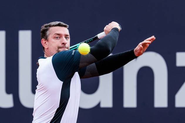 BMW Open Munich ATP 500 18 04 2025 Allianz Para Trophy Joachim Gerard Belgium in match against Alfie Hewett Great Britain BMW Open by Bitpanda Munich ATP 500 Day 7, Munich, MTTC Iphitos on 18 04 2025 Copyright: xBEAUTIFULxSPORTS Wunderlx