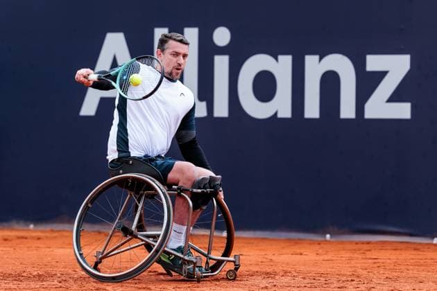 BMW Open Munich ATP 500 18 04 2025 Allianz Para Trophy Joachim Gerard Belgium in match against Alfie Hewett Great Britain BMW Open by Bitpanda Munich ATP 500 Day 7, Munich, MTTC Iphitos on 18 04 2025 Copyright: xBEAUTIFULxSPORTS Wunderlx
