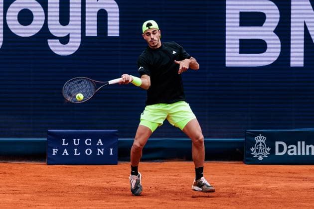 BMW Open Munich ATP 500 18 04 2025 Francisco Cerundolo Argentina in match against David Goffin Belgium BMW Open by Bitpanda Munich ATP 500 Day 7, Munich, MTTC Iphitos on 18 04 2025 Copyright: xBEAUTIFULxSPORTS Wunderlx