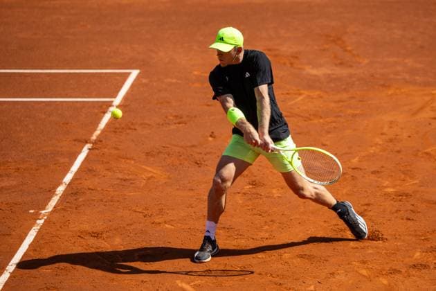 Alejandro Davidovich of Spain plays a backhand against Karen Khachanov of Rusia during their match of day five of the Barcelona Open Banc Sabadell at Real Club De Tenis Barcelona, Spain (Judit Cartiel SPP) Copyright: xJuditxCartiel SPPx spp-en-JuCa-0I9A1025