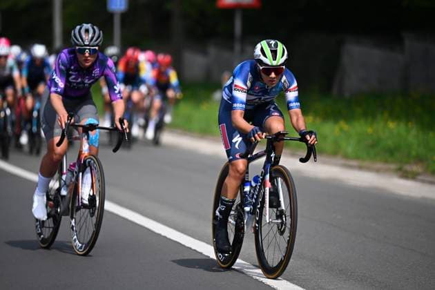 Brabantse Pijl Women 2025 cycling race OVERIJSE, BELGIUM - APRIL 18 : rider of Soudal - Quick Step during the Women Elite UCI 1.Pro 65th Flanders Classics Brabantse Pijl Women cycling race with start in Beersel and finish in Overijse (125,7 km) on April 18, 2025 in Overijse, Belgium, 18 04 2025 ( Motordriver Serge Seynaeve & Overijse Belgium  Copyright: xTomasxSiskx