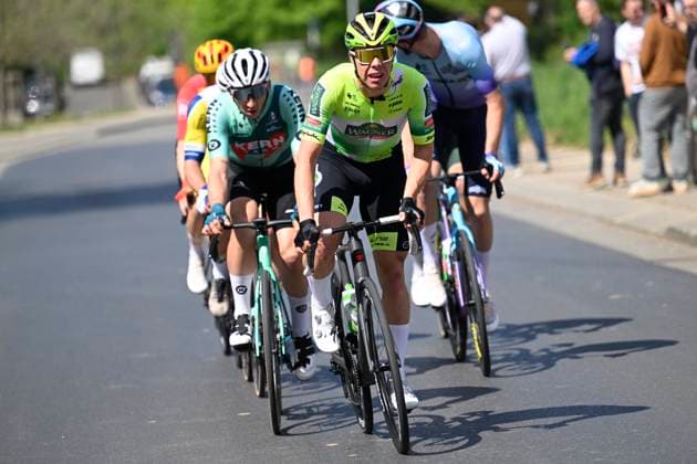 Brabantse Pijl 2025 cycling race OVERIJSE, BELGIUM - APRIL 18 : Reynders Jens (BEL) of Wagner Bazin WB during the Men Elite UCI 1.Pro 65th Flanders Classics Brabantse Pijl cycling race with start in Beersel and finish in Overijse (175,4 km) on April 18, 2025 in Overijse, Belgium, 18 04 2025 ( Motordriver Kenny Verfaillie & Overijse Belgium  Copyright: xNicoxVereeckenx