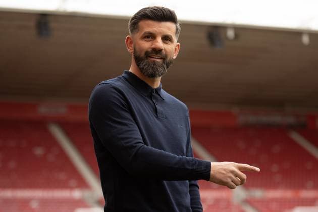 Middlesbrough v Plymouth Argyle, Middlesbrough, UK - 18 Apr 2025 Miron Muslic Manager of Plymouth Argyle during the Championship match between Middlesbrough and Plymouth Argyle at The Riverside Stadium, Middlesbrough on 18 April 2025 ( Copyright: xJakexManuell PPAUKx PPA-180634