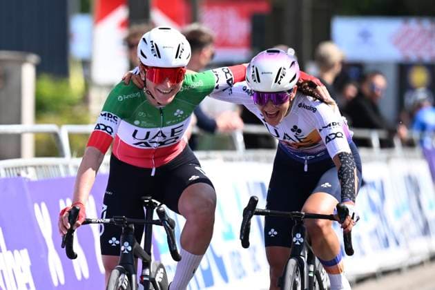 Brabantse Pijl Women 2025 cycling race OVERIJSE, BELGIUM - APRIL 18 : Longo Borghini Elisa (ITA) of UAE Team ADQ celebrates the victory during the Women Elite UCI 1.Pro 65th Flanders Classics Brabantse Pijl Women cycling race with start in Beersel and finish in Overijse (125,7 km) on April 18, 2025 in Overijse, Belgium, 18 04 2025 ( Motordriver Serge Seynaeve & Overijse Belgium  Copyright: xTomasxSiskx