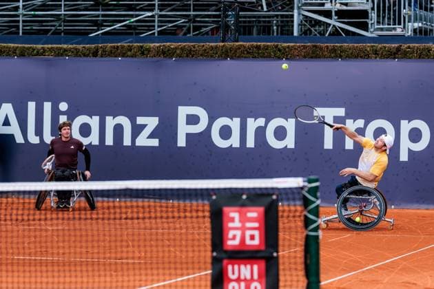 BMW Open Munich ATP 500 18 04 2025 Allianz Para Trophy Christoph Wilke Germany and Nico Langmann Austria in doubles against Joachim Gerard Belgium and Maikel Scheffers Netherlands BMW Open by Bitpanda Munich ATP 500 Day 7, Munich, MTTC Iphitos on 18 04 2025 Copyright: xBEAUTIFULxSPORTS Wunderlx