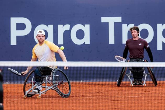 BMW Open Munich ATP 500 18 04 2025 Allianz Para Trophy Christoph Wilke Germany and Nico Langmann Austria in doubles against Joachim Gerard Belgium and Maikel Scheffers Netherlands BMW Open by Bitpanda Munich ATP 500 Day 7, Munich, MTTC Iphitos on 18 04 2025 Copyright: xBEAUTIFULxSPORTS Wunderlx