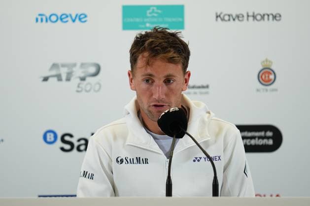 ESP: Barcelona Open Banc Sabadell 2025. Round of 16. Casper Ruud press conference, PK, Pressekonferenz Barcelona, Spain, Barcelona Open Banc Sabadell 2025, ATP, Tennis Herren 500 match, Real Club de Tenis Barcelona, Barcelona, Spain, 18 abril 2025. Copyright: xBaguxBlancox xPRESSINPHOTOx PS_240417_GODO_QUARTERS_399
