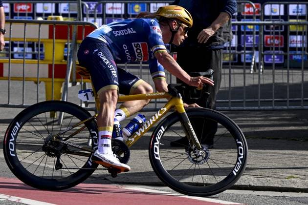 Belgian Remco Evenepoel of Soudal Quick-Step pictured in action during the men s Brabantse Pijl one day cycling race, 162,5km from Huizingen, Beersel to Overijse on Friday 18 April 2025. TOM GOYVAERTS TomxGoyvaerts  x121152465x