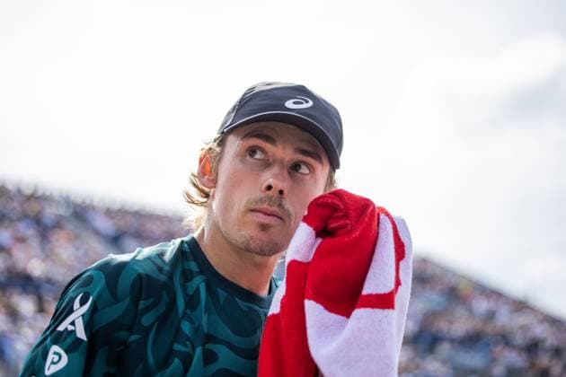 Alex de Minaur of Australia looks on against Carlos Alcaraz of Spain during their match of day five of the Barcelona Open Banc Sabadell at Real Club De Tenis Barcelona, Spain (Judit Cartiel SPP) Copyright: xJuditxCartiel SPPx spp-en-JuCa-0I9A1965