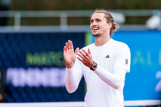 BMW Open Munich ATP 500 18 04 2025 Alexander Zverev Germany happy, laughing after winning the match against Tallon Griekspoor Netherlands BMW Open by Bitpanda Munich ATP 500 Day 7, Munich, MTTC Iphitos on 18 04 2025 Copyright: xBEAUTIFULxSPORTS Wunderlx