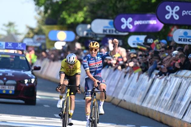 18-04-2025 Brabantse Pijl; 2025, Soudal - Quick Step; 2025, Visma - Lease A Bike; Evenepoel, Remco; Van Aert, Wout; Overijse; 