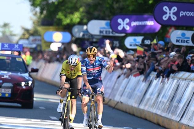 18-04-2025 Brabantse Pijl; 2025, Soudal - Quick Step; 2025, Visma - Lease A Bike; Evenepoel, Remco; Van Aert, Wout; Overijse; 