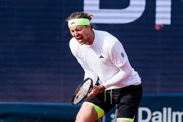 BMW Open Munich ATP 500 18 04 2025 Alexander Zverev Germany cheers in his match against Tallon Griekspoor Netherlands BMW Open by Bitpanda Munich ATP 500 Day 7, Munich, MTTC Iphitos on 18 04 2025 Copyright: xBEAUTIFULxSPORTS Wunderlx