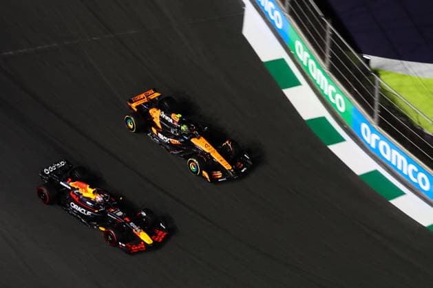 F1 Saudi Arabian Grand Prix 2025 Practice 2 Max Verstappen of Red Bull Racing and Lando Norris of McLaren during second practice ahead of the Formula 1 Saudi Arabian Grand Prix at Jeddah Corniche Circuit in Jeddah, Saudi Arabia on April 18, 2025. Jeddah Saudi Arabia  Copyright: xJakubxPorzyckix originalFilename:porzycki-f1saudia250418_np4Kh.jpg