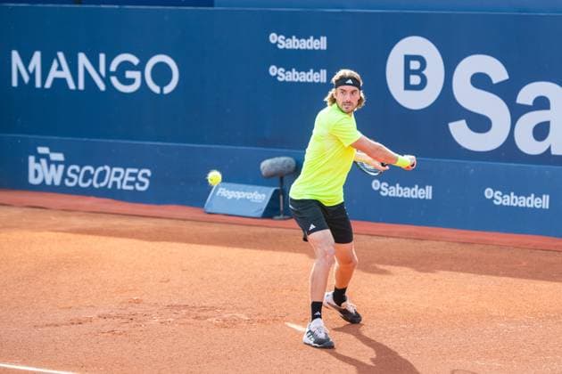 72 Barcelona Open Banc de Sabadell. Conde de Godo Trophy. Real Club de Tenis Barcelona. April 18,2025 72 Barcelona Open Banc de Sabadell. Conde de Godo Trophy. Real Club de Tenis Barcelona. April 18,2025 Stefanos Tstsipas during the quarterfinal match match between Stefanos Tstsipas and Arthur Fils of the ATP, Tennis Herren Barcelona Open Banc de Sabadell tennis tournament Trofeo Conde de Godo played at the Real Club de Tenis Barcelona. April 18, 2025. Barcelona ESP Copyright: xS.xRosx