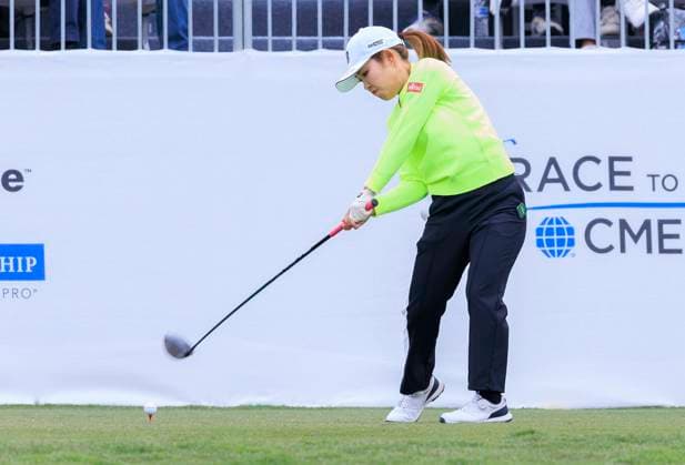April 18, 2025, Los Angeles, California, USA: Ayaka Furue tees off during the second round of the JM Eagle LA Championship presented by Plastpro on Friday April 18, 2025 at El Caballero Country Club in Tarzana, California. ARIANA RUIZ PI Los Angeles USA - ZUMAp124 20250418_zaa_p124_061 Copyright: xArianaxRuizx