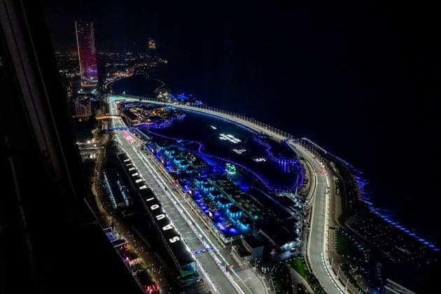 JEDDAH CORNICHE CIRCUIT, SAUDI ARABIA - APRIL 18: Saudi Arabian Grand Prix, Saudi Arabia from Jeddah Corniche Circuit during the Saudi Arabian Grand Prix at Jeddah Corniche Circuit on Friday April 18, 2025 in Jeddah, Saudi Arabia (Photo by Michael Potts BSR Agency)