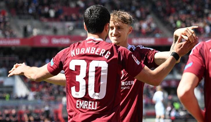 19 04 2024 Soccer Season 2024 2025 2 Soccer Bundesliga 30 Matchday 1 FC Nürnberg FCN Club SC Paderborn 07 SCP Sportfoto Zink xwoxzix DFL regulations prohibit any use of photographs as image sequences and or quasi video only for editorial use Torjubel Jubel nach Treffer Tor Torschuß zum 1 0 durch Mahir Emreli 30, 1 FC Nürnberg FCN Mahir Emreli 30, 1 FC Nürnberg FCN Tim Drexler 5, 1 FC Nürnberg FCN