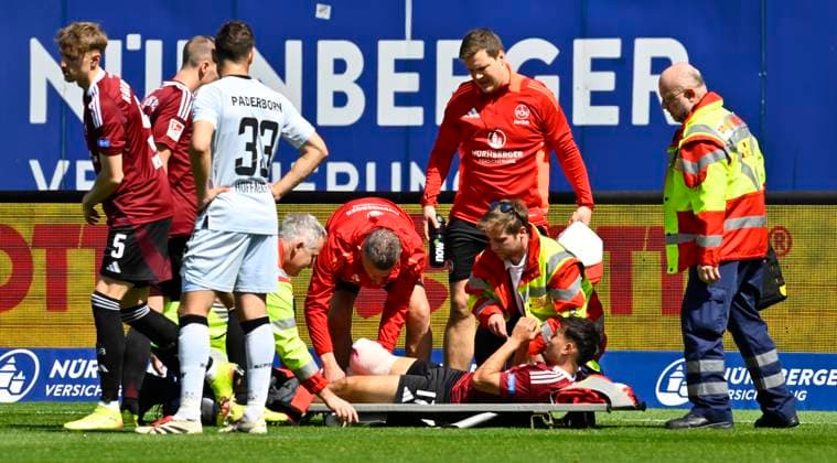 19 04 2024 Soccer Season 2024 2025 2 Soccer Bundesliga 30 Matchday 1 FC Nürnberg FCN Club SC Paderborn 07 SCP Sportfoto Zink xwoxzix DFL regulations prohibit any use of photographs as image sequences and or quasi video only for editorial use Jens Castrop 17, 1 FC Nürnberg FCN must give up injured Injury