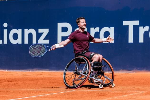 BMW Open Munich ATP 500 19 04 2025 Allianz Para Trophy Final Alfie Hewett Great Britain celebrates after winning the match against Gustavo Fernandez Argentina BMW Open by Bitpanda Munich ATP 500 Day 8, Munich, MTTC Iphitos on 19 04 2025 Copyright: xBEAUTIFULxSPORTS Wunderlx