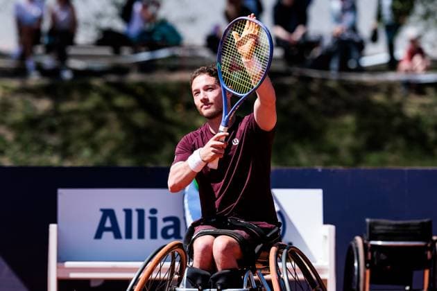 BMW Open Munich ATP 500 19 04 2025 Allianz Para Trophy Final Alfie Hewett Great Britain celebrates after winning the match against Gustavo Fernandez Argentina BMW Open by Bitpanda Munich ATP 500 Day 8, Munich, MTTC Iphitos on 19 04 2025 Copyright: xBEAUTIFULxSPORTS Wunderlx