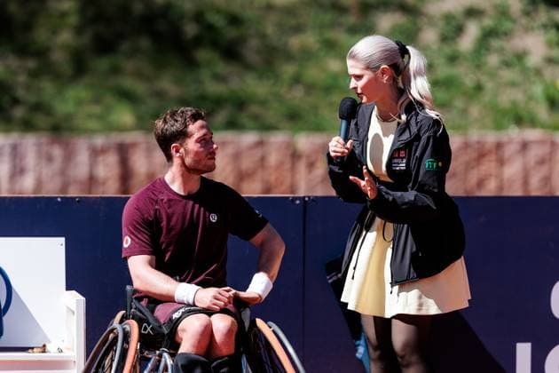 BMW Open Munich ATP 500 19 04 2025 Allianz Para Trophy Final Alfie Hewett Great Britain in an interview with Lea Herfurtner after the match against Gustavo Fernandez Argentina BMW Open by Bitpanda Munich ATP 500 Day 8, Munich, MTTC Iphitos on 19 04 2025 Copyright: xBEAUTIFULxSPORTS Wunderlx