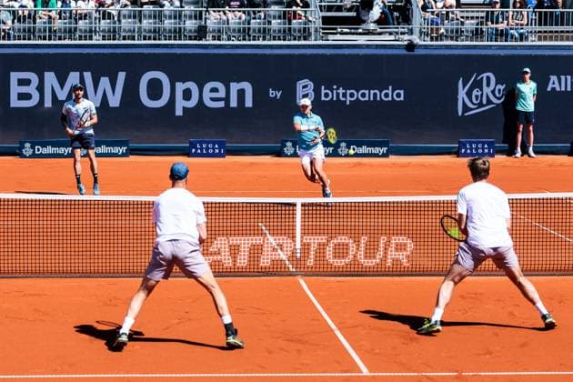 BMW Open Munich ATP 500 19 04 2025 Sander Gille Belgium and Jan Zielinski Poland in doubles against Kevin Krawietz Germany and Tim Pütz Germany , Semifinal BMW Open by Bitpanda Munich ATP 500 Day 8, Munich, MTTC Iphitos on 19 04 2025 Copyright: xBEAUTIFULxSPORTS Wunderlx