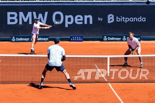 BMW Open Munich ATP 500 19 04 2025 Kevin Krawietz Germany and Tim Pütz Germany in doubles against Sander Gille Belgium and Jan Zielinski Poland , Semifinals BMW Open by Bitpanda Munich ATP 500 Day 8, Munich, MTTC Iphitos on 19 04 2025 Copyright: xBEAUTIFULxSPORTS Wunderlx