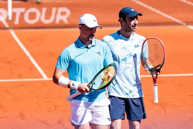 BMW Open Munich ATP 500 19 04 2025 Sander Gille Belgium and Jan Zielinski Poland in doubles against Kevin Krawietz Germany and Tim Pütz Germany , Semifinal BMW Open by Bitpanda Munich ATP 500 Day 8, Munich, MTTC Iphitos on 19 04 2025 Copyright: xBEAUTIFULxSPORTS Wunderlx