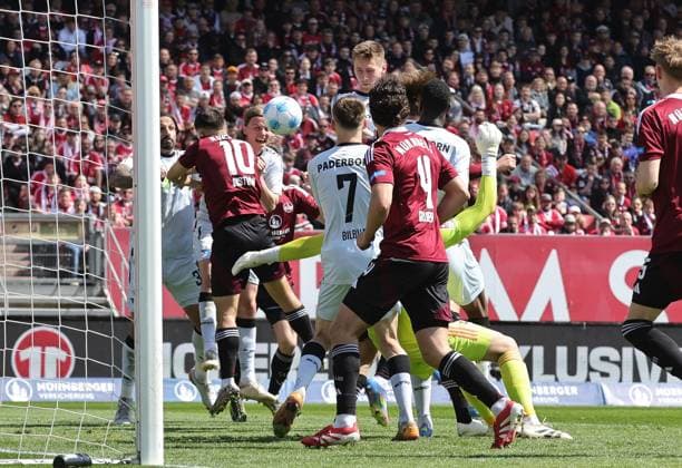 19 04 2024 Soccer Season 2024 2025 2 Soccer Bundesliga 30 Matchday 1 FC Nürnberg FCN Club SC Paderborn 07 SCP Sportfoto Zink DaMa xdaxmax DFL regulations prohibit any use of photographs as image sequences and or quasi video only for editorial use Tor Treffer Torschuß zum 1 1 Torschütze Tjark Scheller 25, SC Paderborn 07