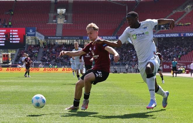 19 04 2024 Soccer Season 2024 2025 2 Soccer Bundesliga 30 Matchday 1 FC Nürnberg FCN Club SC Paderborn 07 SCP Sportfoto Zink DaMa xdaxmax DFL regulations prohibit any use of photographs as image sequences and or quasi video only for editorial use Tim Janisch 32, 1 FC Nürnberg FCN Ilyas Ansah 29, SC Paderborn 07
