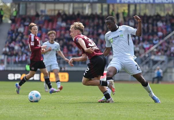 19 04 2024 Soccer Season 2024 2025 2 Soccer Bundesliga 30 Matchday 1 FC Nürnberg FCN Club SC Paderborn 07 SCP Sportfoto Zink DaMa xdaxmax DFL regulations prohibit any use of photographs as image sequences and or quasi video only for editorial use Tim Janisch 32, 1 FC Nürnberg FCN Ilyas Ansah 29, SC Paderborn 07