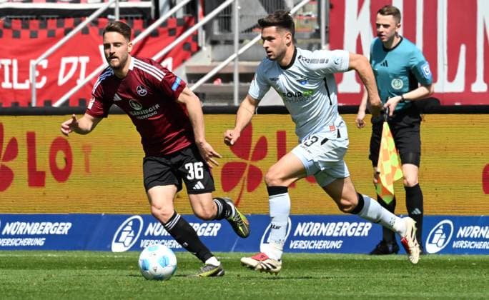 19 04 2024 Soccer Season 2024 2025 2 Soccer Bundesliga 30 Matchday 1 FC Nürnberg FCN Club SC Paderborn 07 SCP Sportfoto Zink xwoxzix DFL regulations prohibit any use of photographs as image sequences and or quasi video only for editorial use Lukas Schleimer 36, 1 FC Nürnberg FCN Marcel Hoffmeier 33, SC Paderborn