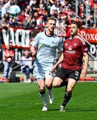 19 04 2024 Soccer Season 2024 2025 2 Soccer Bundesliga 30 Matchday 1 FC Nürnberg FCN Club SC Paderborn 07 SCP Sportfoto Zink xwoxzix DFL regulations prohibit any use of photographs as image sequences and or quasi video only for editorial use Tjark Scheller 25, SC Paderborn 07 Lukas Schleimer 36, 1 FC Nürnberg FCN