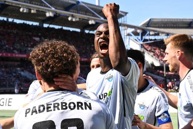 19 04 2024 Soccer Season 2024 2025 2 Soccer Bundesliga 30 Matchday 1 FC Nürnberg FCN Club SC Paderborn 07 SCP Sportfoto Zink xwoxzix DFL regulations prohibit any use of photographs as image sequences and or quasi video only for editorial use Ilyas Ansah 29, SC Paderborn 07 clenches fist fists cheers joy
