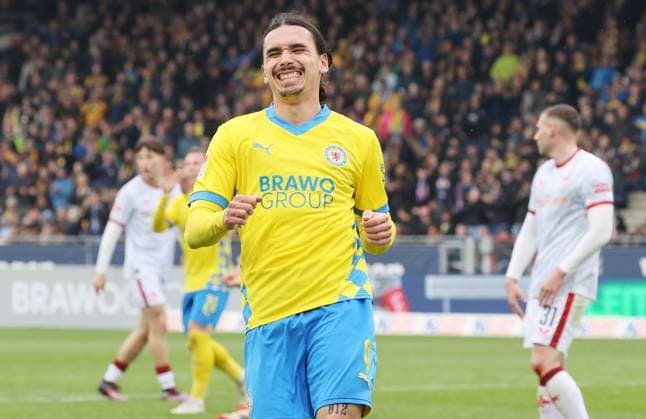 Eintracht BS vs 1 FC Kaiserslautern Braunschweig, 19 04 2025, Football, Season 24 25, 2 Bundesliga, Matchday 30, Eintracht Braunschweig vs 1 FC Kaiserslautern, Picture shows Rayan Philippe BTSV, 9 Braunschweig