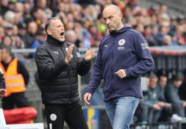 Eintracht BS vs 1 FC Kaiserslautern Braunschweig, 19 04 2025, Football, Season 24 25, 2 Bundesliga, Matchday 30, Eintracht Braunschweig vs 1 FC Kaiserslautern, Picture shows Eintracht coach Daniel Scherning Braunschweig