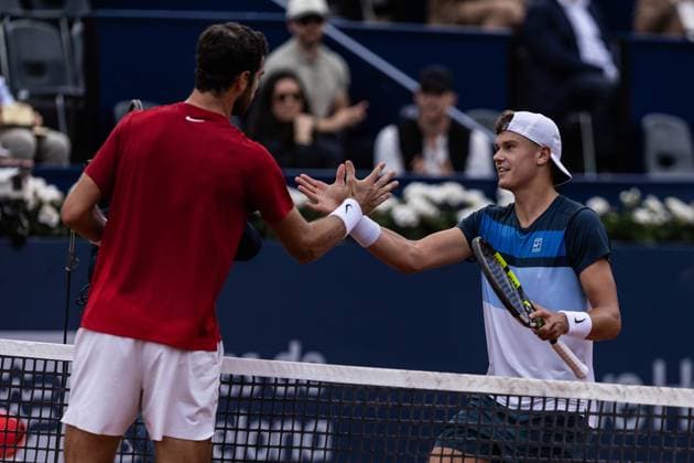 April 19, 2025, Barcelona, Barcelona, Spain: Karen Khachanov of Russia and Holger Rune of Denmark at final the semifinals between on Barcelona Open Banc Sabadell Trofeo Conde de Godo on April 19, 2025 in Barcelona, Spain. Barcelona Spain - ZUMAs316 20250419_znp_s316_034 Copyright: xMartixSeguraxRamonedax